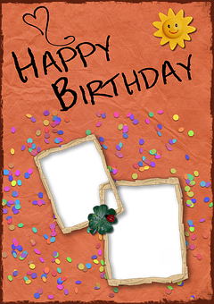 Happy Birthday Cardwith Photo Frames PNG image