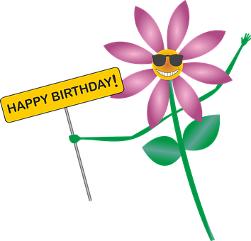 Happy Birthday Celebratory Flower PNG image