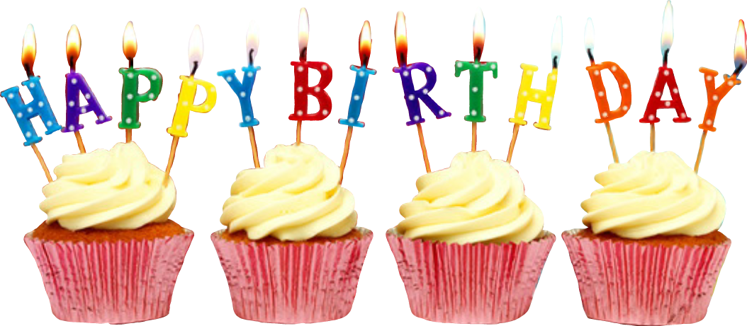 Happy Birthday Cupcakes With Candles PNG image