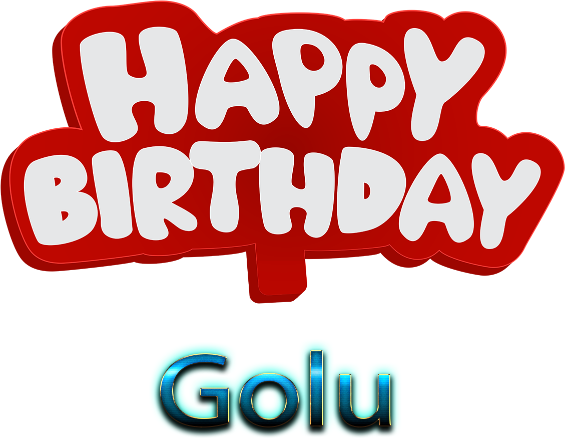 Happy Birthday Golu Balloon Text PNG image