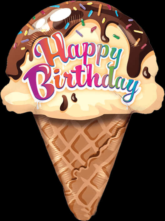Happy Birthday Ice Cream Cone Clipart PNG image