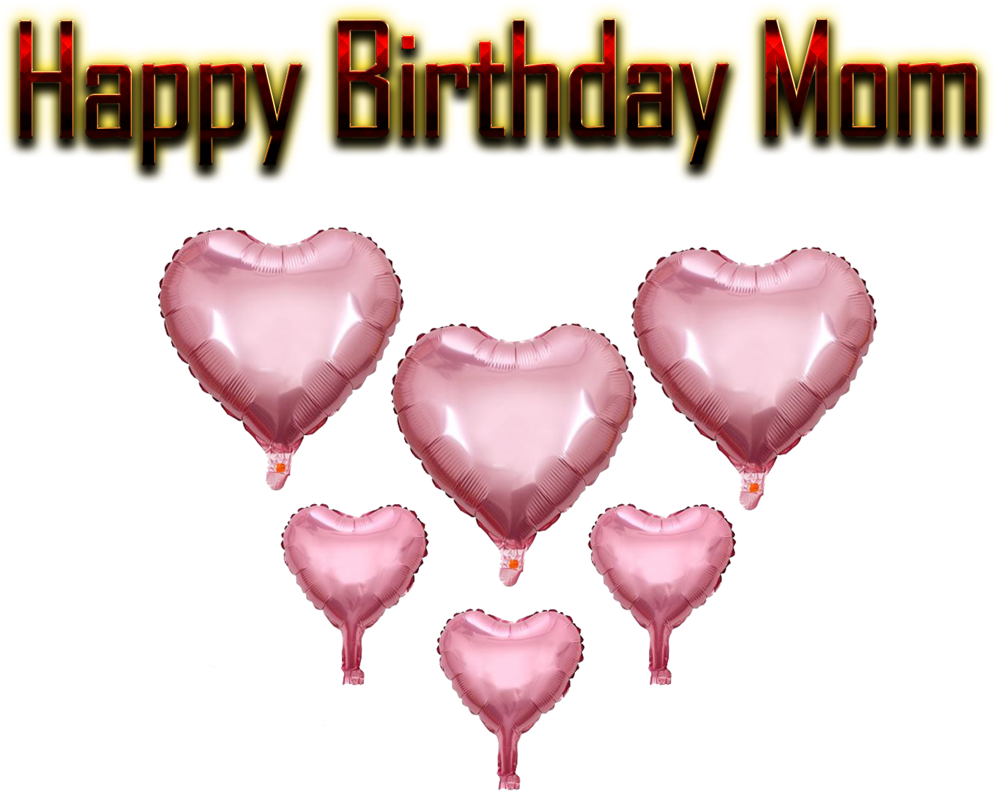 Happy Birthday Mom Heart Balloons PNG image