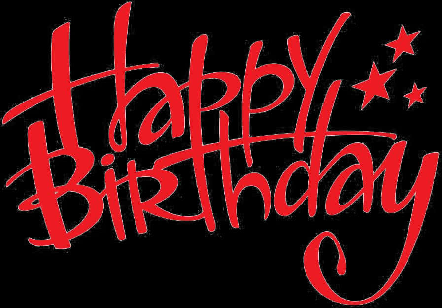 Happy Birthday Red Scripton Black PNG image