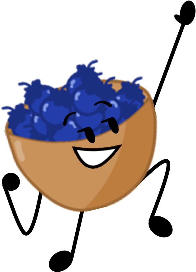 Happy Blueberry Bowl Character PNG image