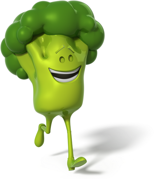 Happy Broccoli Character PNG image