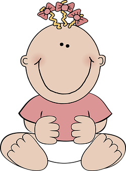 Happy Cartoon Baby Girl Illustration PNG image