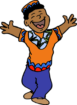 Happy Cartoon Boy African Attire PNG image