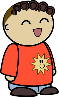 Happy Cartoon Boy Red Shirt PNG image