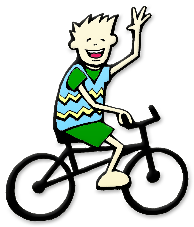 Happy Cartoon Child Biking PNG image