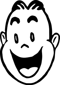 Happy Cartoon Face Blackand White PNG image