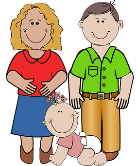 Happy Cartoon Family Illustration PNG image