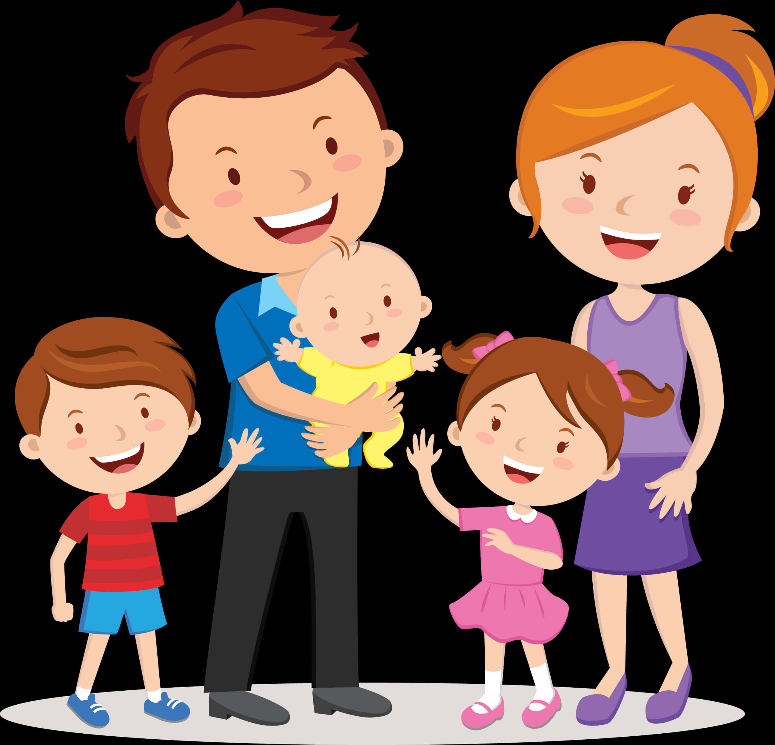 Happy Cartoon Family Illustration PNG image