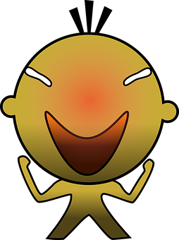 Happy Cartoon Figure Black Background PNG image