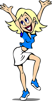 Happy Cartoon Girl Dancing PNG image
