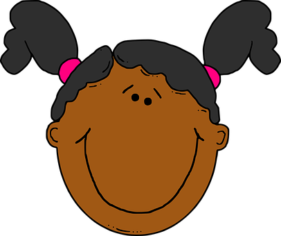 Happy Cartoon Girl Head Illustration PNG image