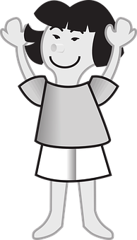 Happy Cartoon Girl Raising Hands PNG image
