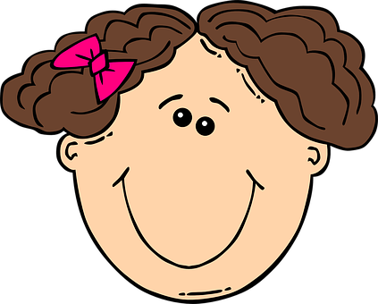 Happy Cartoon Girlwith Pink Bow PNG image
