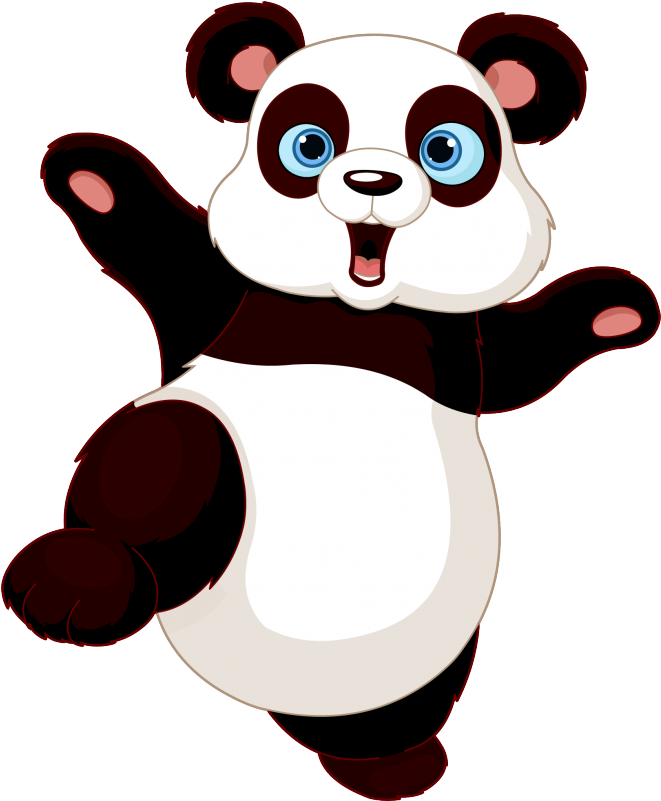 Happy Cartoon Panda Jumping PNG image