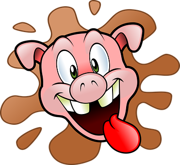 Happy Cartoon Pig Splash Background PNG image