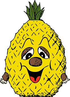 Happy Cartoon Pineapple PNG image