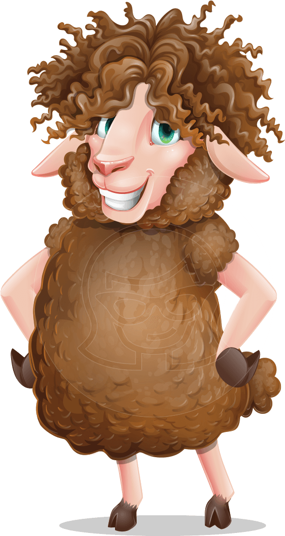 Happy Cartoon Sheep Standing PNG image