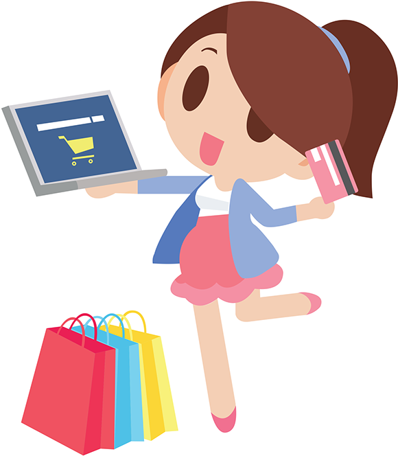 Happy Cartoon Shopper Online Shopping PNG image