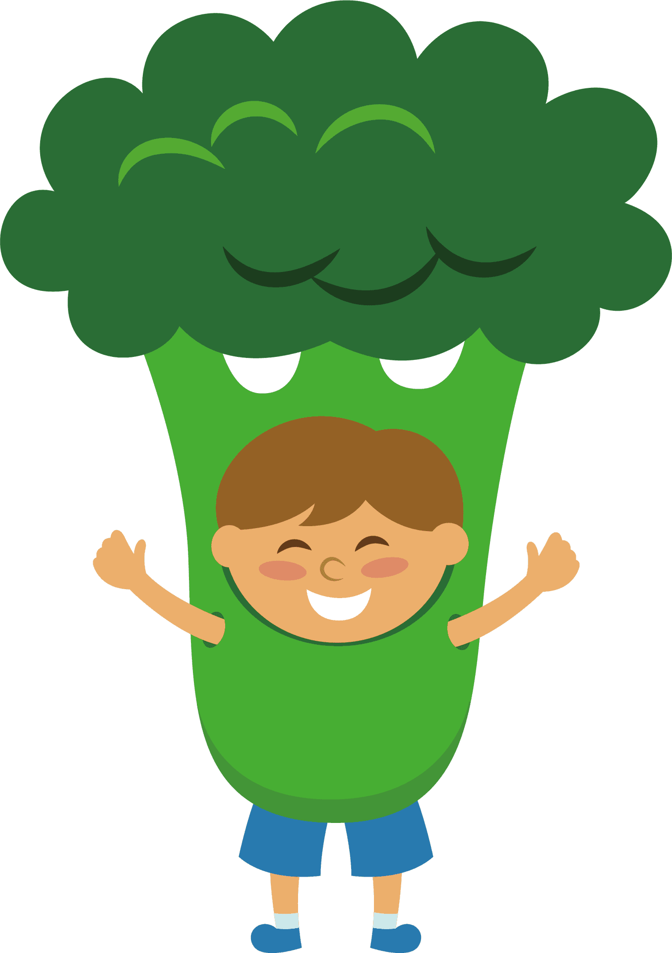 Happy Child Broccoli Costume PNG image