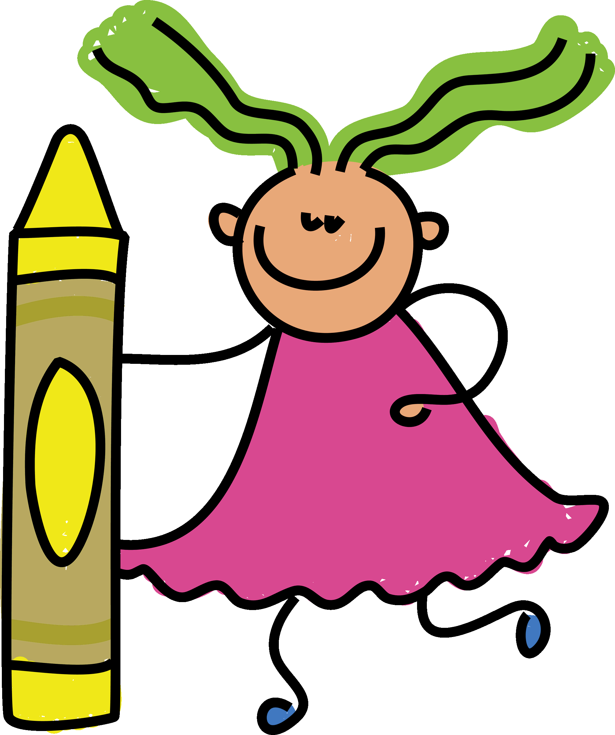 Happy Child With Crayon Drawing PNG image