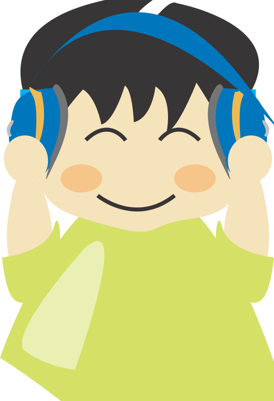 Happy Child With Headphones PNG image