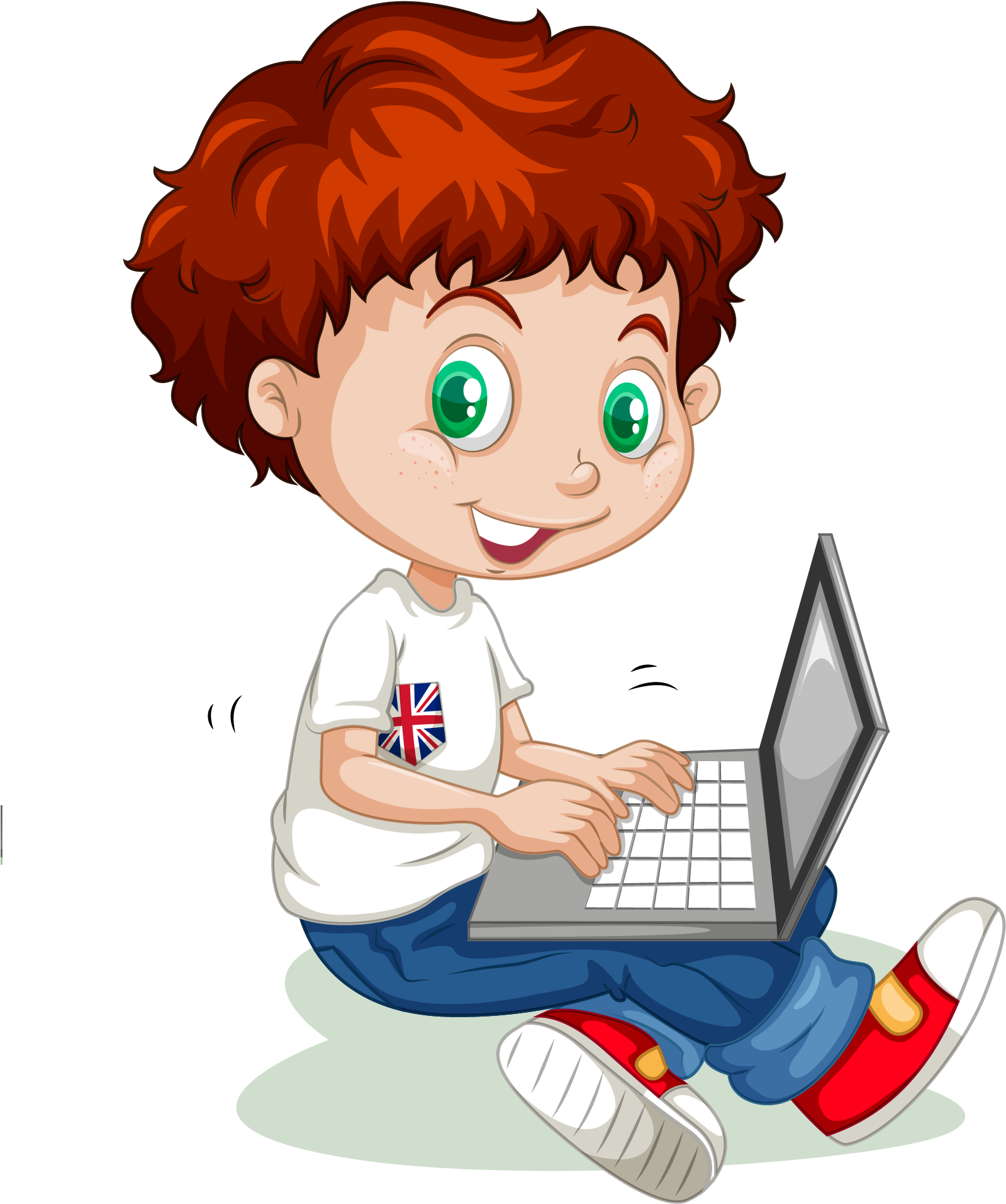 Happy Child With Laptop PNG image