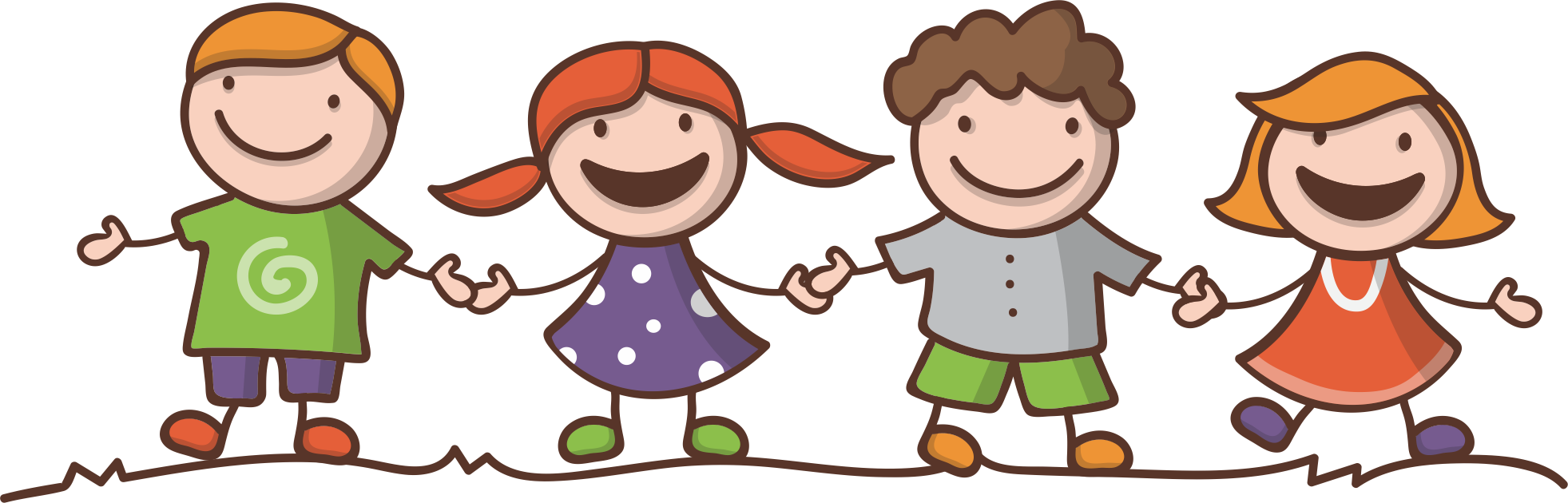Happy Children Friends Cartoon PNG image