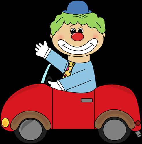 Happy Clown Driving Cartoon Car PNG image