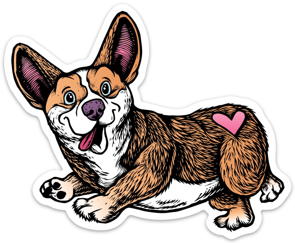 Happy Corgi Cartoon Sticker PNG image