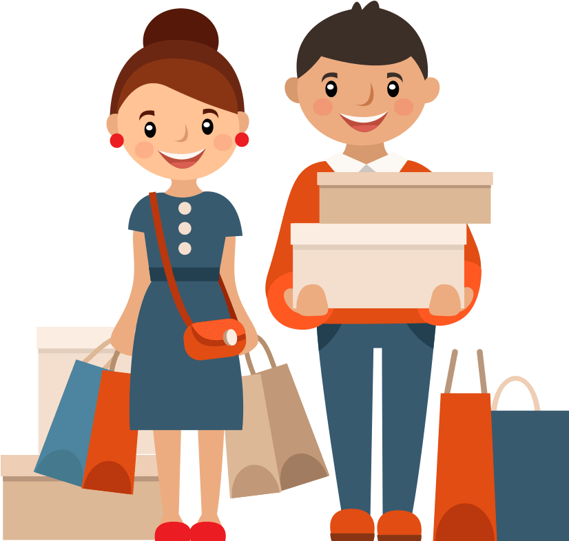 Happy Couple Shopping Together PNG image