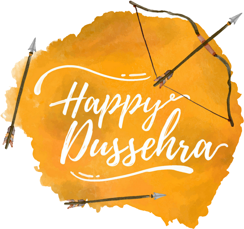 Happy Dussehra Greetingwith Bowand Arrows PNG image