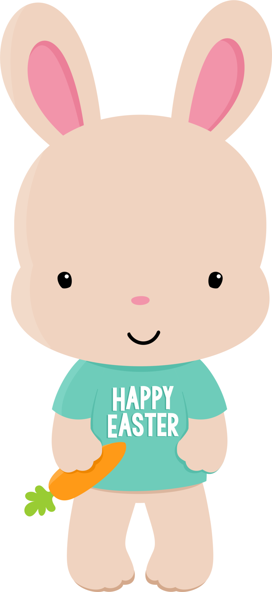 Happy Easter Bunny Cartoon Holding Carrot PNG image