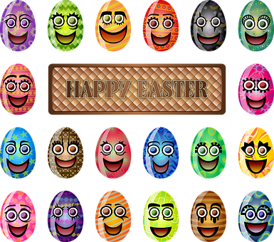Happy Easter Emoji Eggs PNG image
