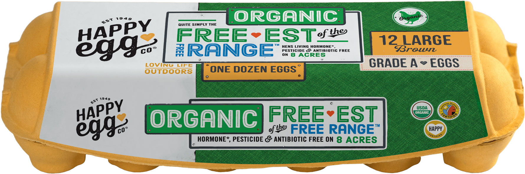 Happy Egg Co Organic Free Range Eggs Packaging PNG image