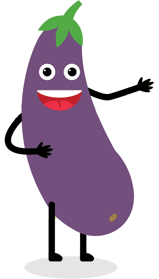 Happy Eggplant Character Cartoon PNG image