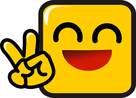 Happy Emoji_ Victory Hand Gesture PNG image