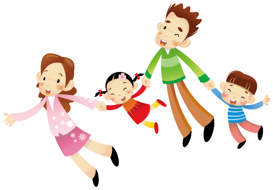 Happy Family Cartoon Skipping PNG image