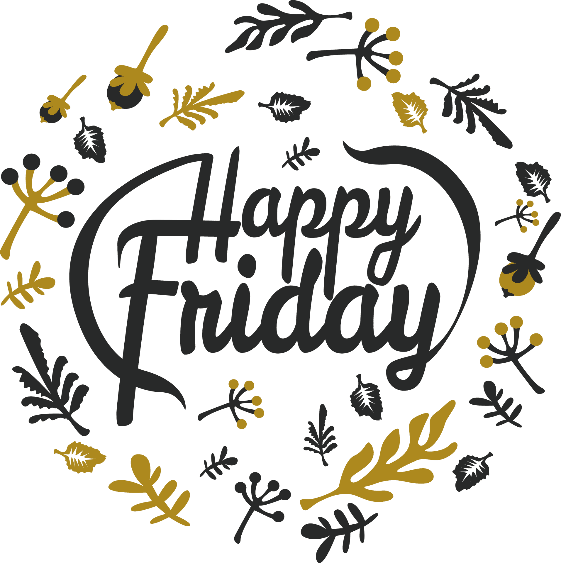 Happy Friday Floral Greeting PNG image
