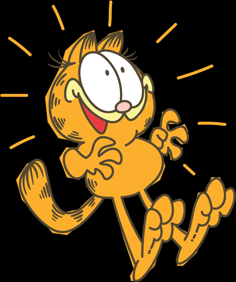 Happy Garfield Cartoon Illustration PNG image