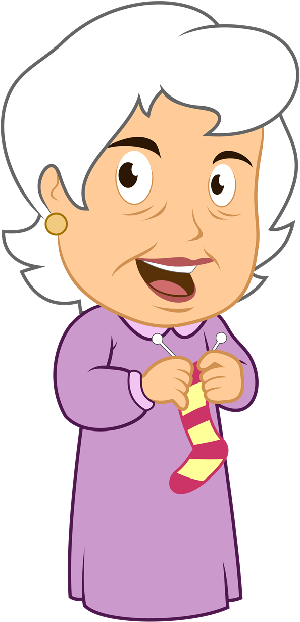 Happy Grandma Knitting Socks PNG image