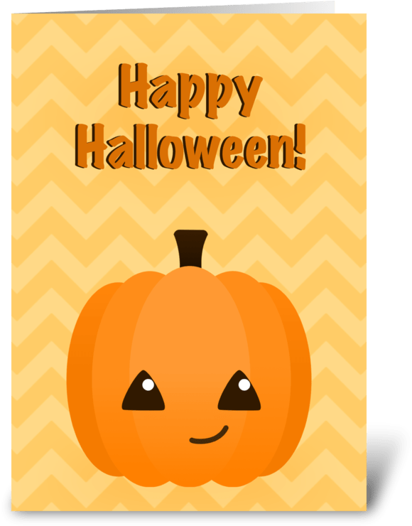 Happy Halloween Chevron Pattern Pumpkin Card PNG image