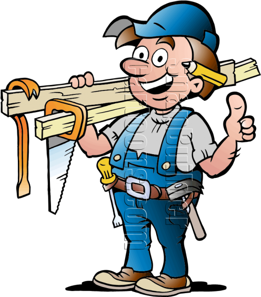 Happy Handyman Cartoon Character PNG image