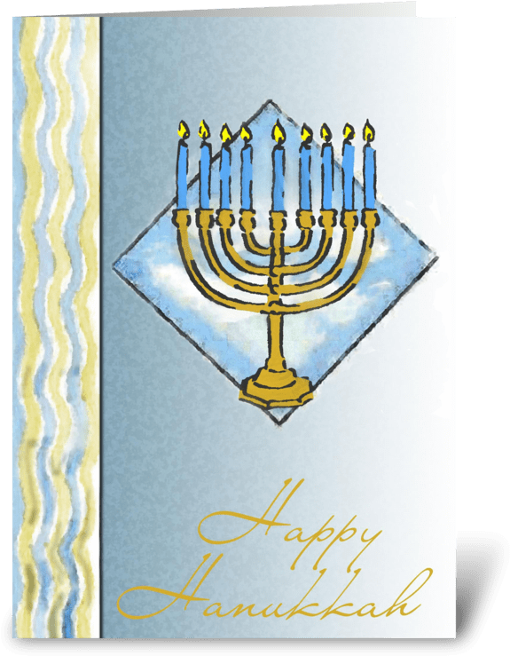 Happy Hanukkah Menorah Greeting Card PNG image