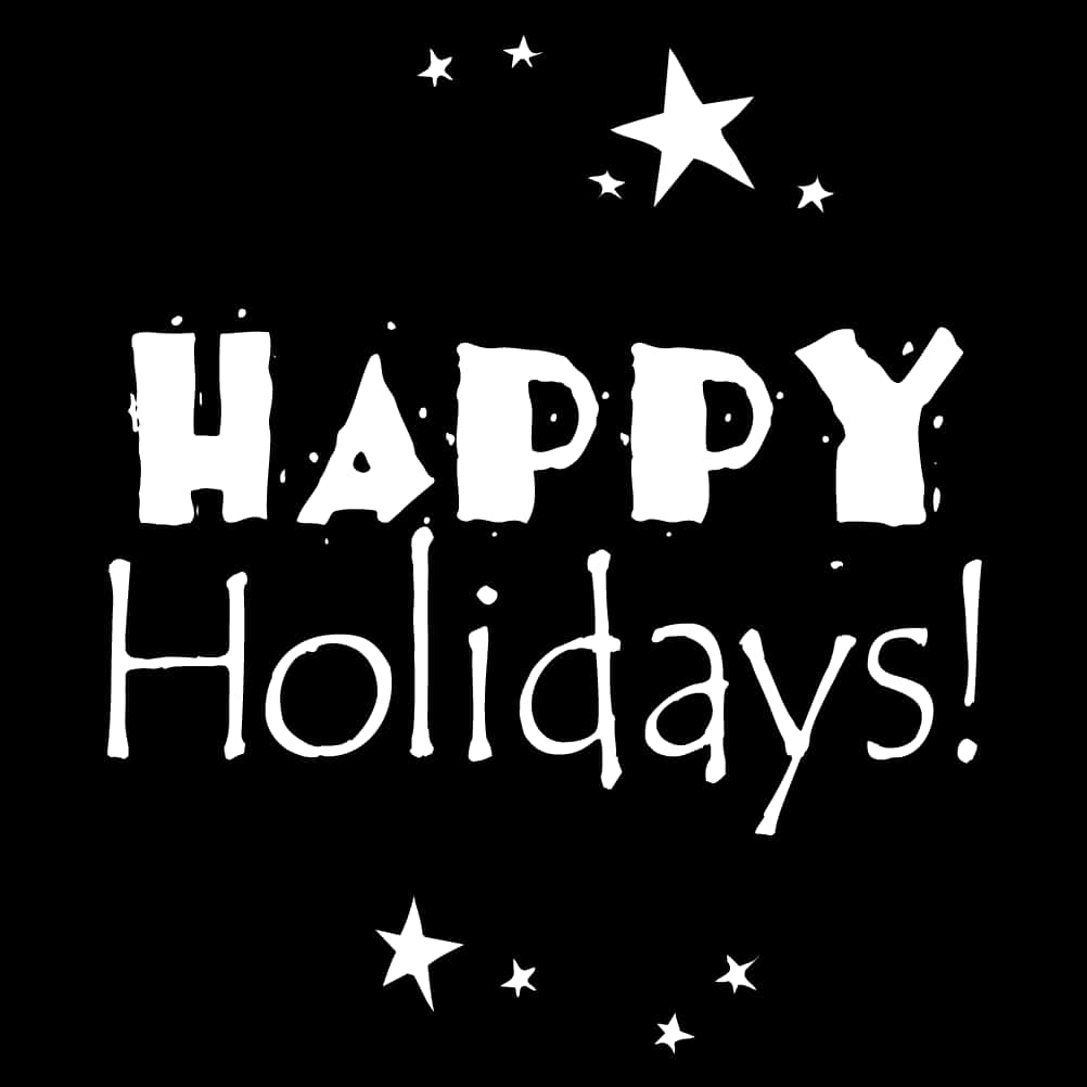 Happy Holidays Blackand White Greeting PNG image