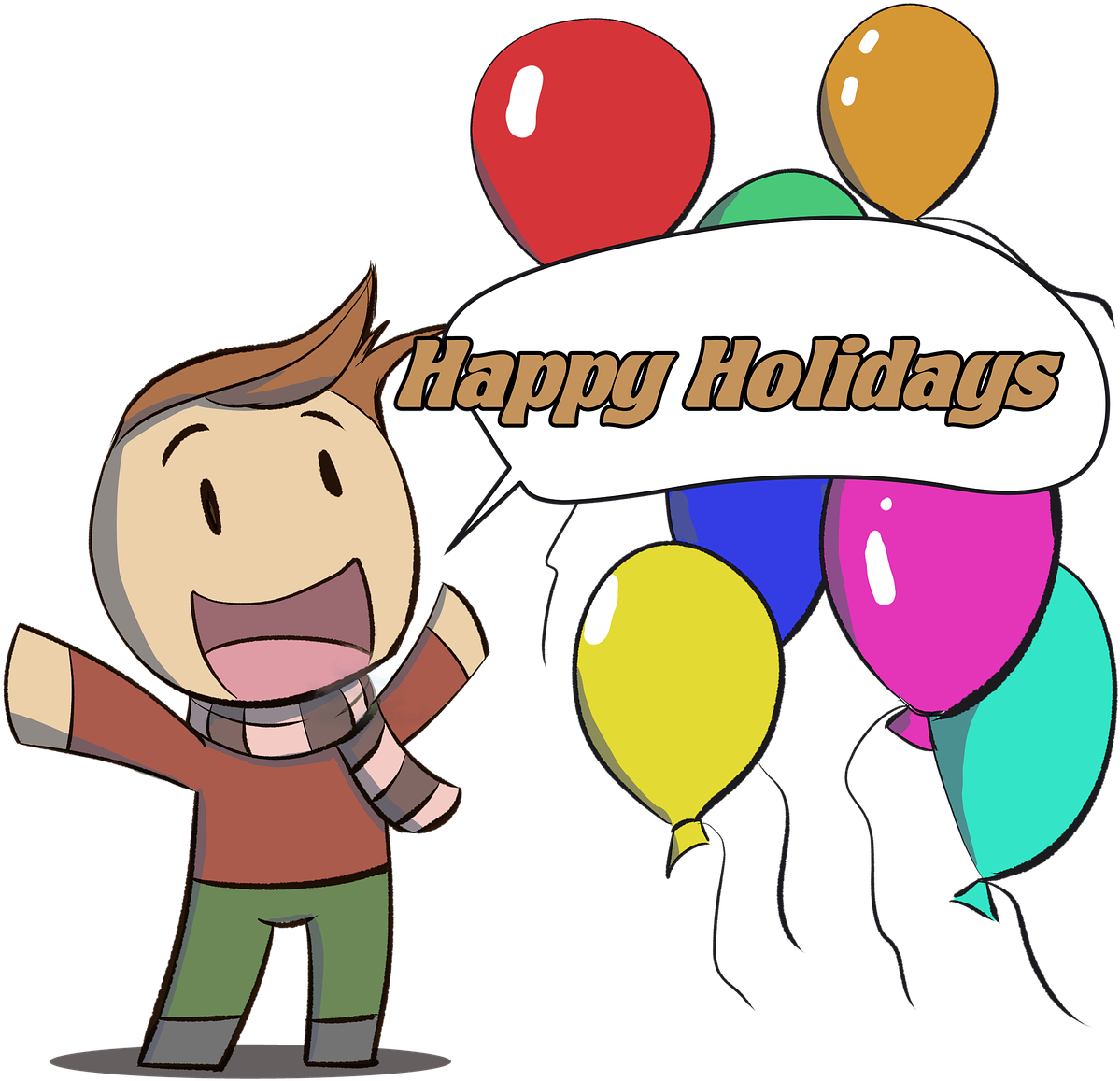Happy Holidays Cartoon Celebration PNG image