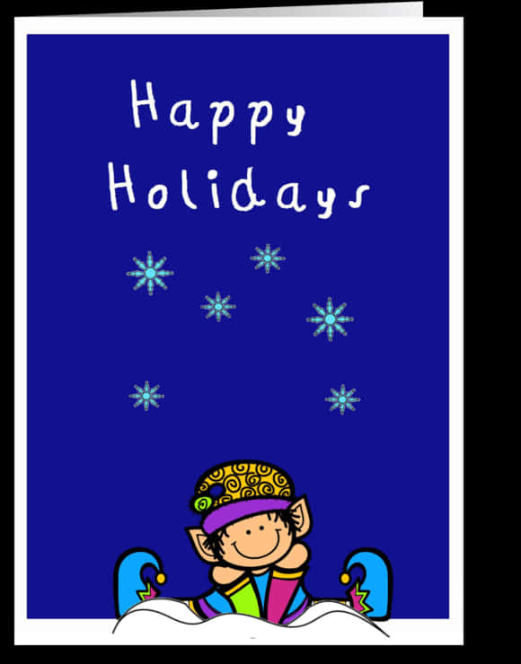 Happy Holidays Elf Greeting Card PNG image